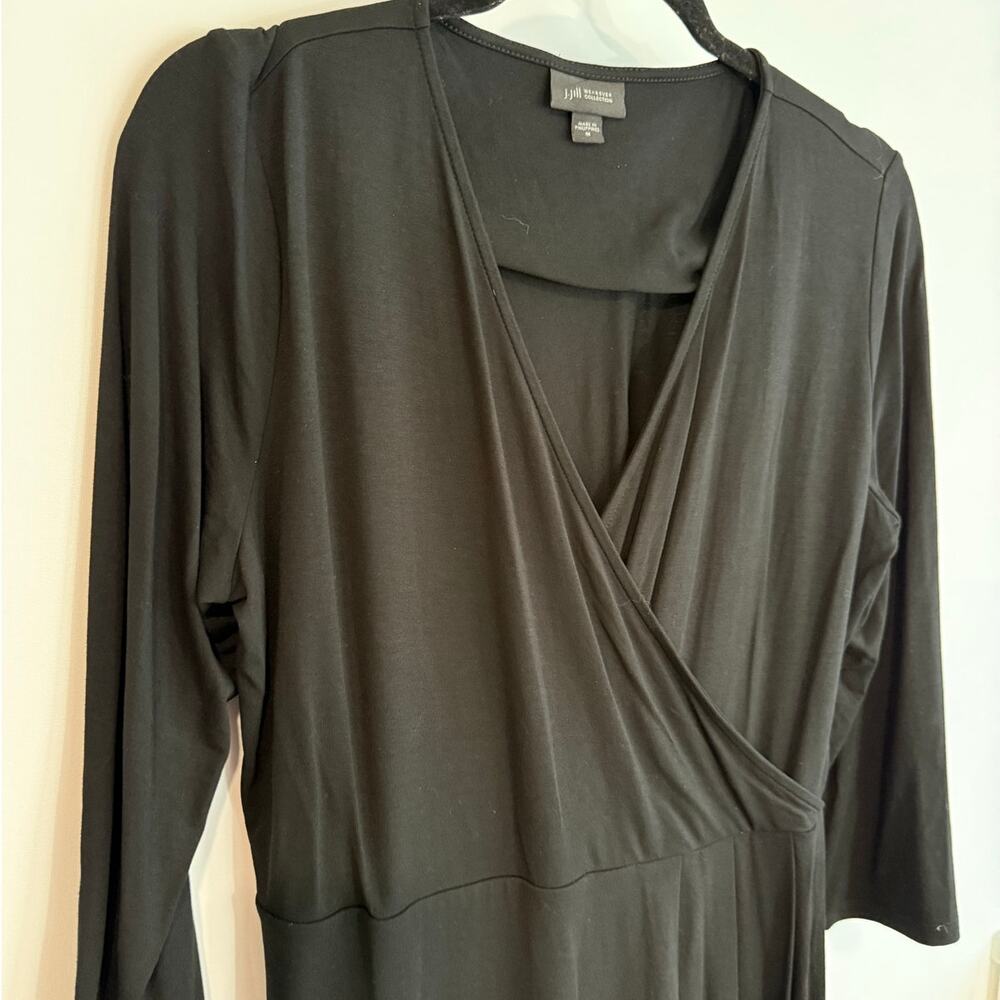 J. Jill Wearever Women’s Black Faux Wrap Top 3/4 Sleeve Size Medium - Picture 2 of 4